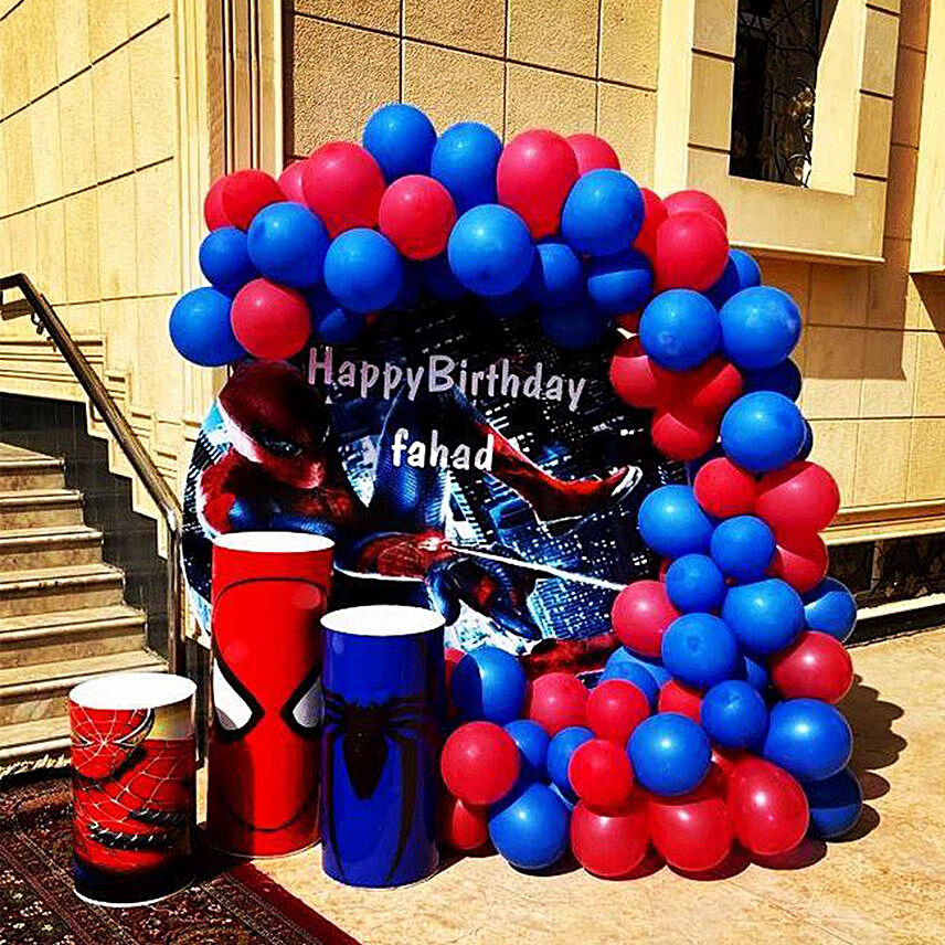 Personalised Spiderman Theme Birthday Balloon Decor