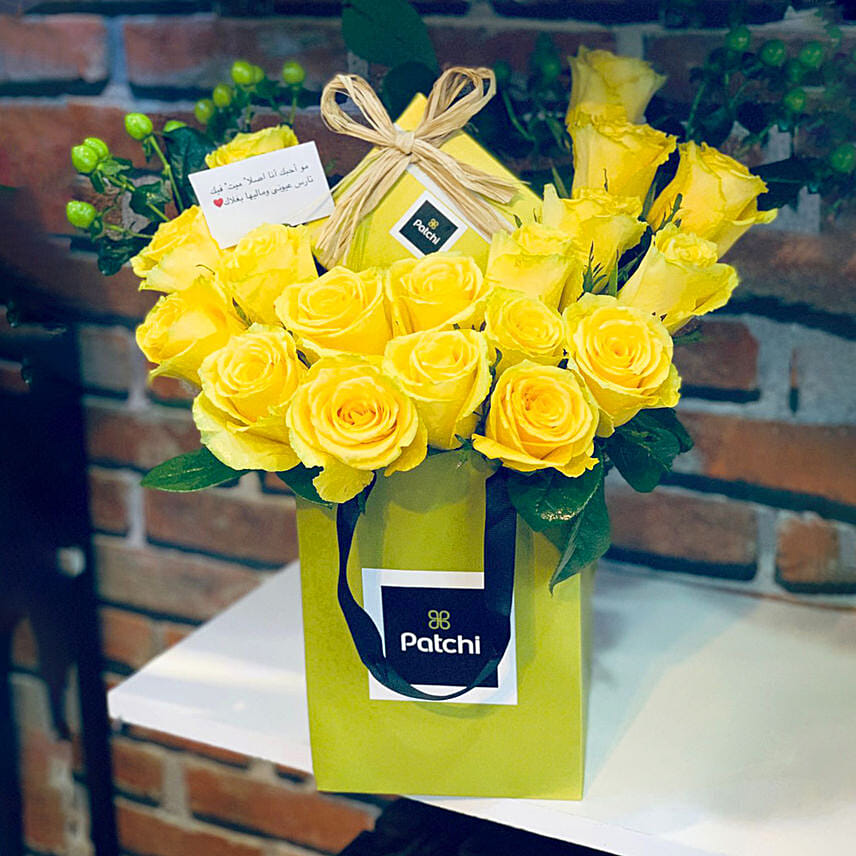 Yellow Roses and Patchi Chocolates Arrangement