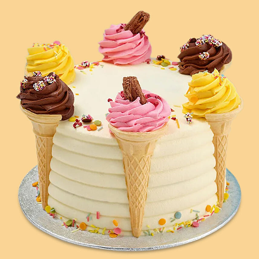 Multicolor Ice Cream Cone Cake Butter Scotch 1 Kg