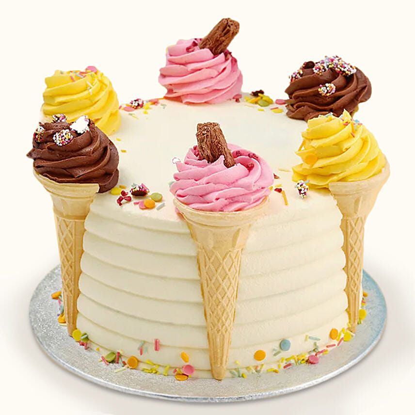 Multicolor Ice Cream Cone Cake