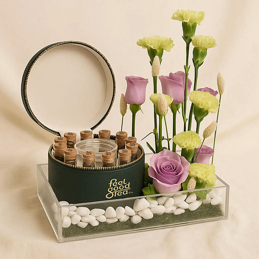 Feel Good Tea Leather Box N Flower Tray: 