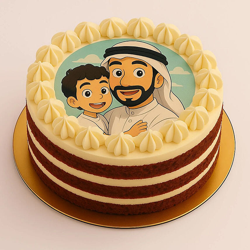 Ghibli Fathers Day Photo Red Velvet Cake: Fathers Day Gifts to Saudi Arabia