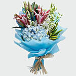 Oriental Lilies Bouquet And Personalised Mug