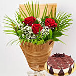 3 Red Roses & Tiramisu Cake 12 Portions