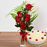 5 Red Roses & White Forest Cake 12 Portions