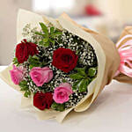 Beautiful Roses & Ferrero Rocher 12 Pcs