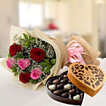 Beautiful Roses & Godiva Chocolates 500 gms