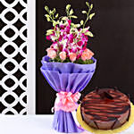Lovely Flower Bunch & Choco Ganache Cake 4 Portions