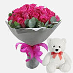 Lovely Roses & Soft Toy Combo