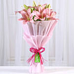 Pink Asiatic Lilies & Cappuccino Cake 12 Portions