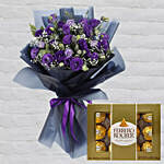 Purple Lisianthus & Ferrero Rocher 12 Pcs