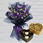 Purple Lisianthus & Godiva Chocolates 250 gms