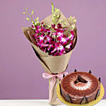 Purple Orchids & Cappuccino Cake 12 Portions