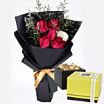 Romantic Red Roses & Patchi Chocolates 750 gms