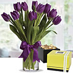 Royal Purple Tulips & Patchi Chocolates 750 gms
