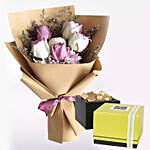 White Purple Flowers & Patchi Chocolates 750 gms