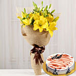 Yellow Lilies & Choco Vanilla Cake 8 Portions