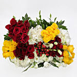 Red & Yellow Roses Basket Arrangement