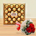 Ferrero Rocher Box & Love Roses Bunch