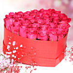 Dark Pink Roses in Heart Shape Box