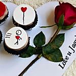 Love You Vanilla Cup Cakes Set of 4 With Rose
