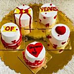 Togetherness Love Red Velvet Fondant Cup Cakes Set of 5