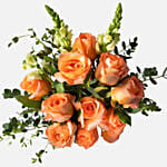 Blooming Peach Rose & Snapdragon Vase Arrangement