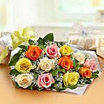 12 Mix Roses Bunch With Baklawa Half Kg