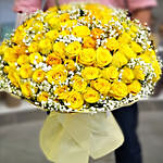 Alluring Yellow Roses Beautifully Tied Bouquet