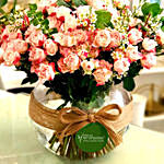 Exquisite Pink Spray Roses Vase Arrangement