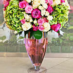 Heavenly Hydrangea & Mixed Roses Vase Arrangement