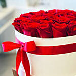 Romantic Red Roses White Box Arrangement