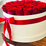 Romantic Red Roses White Box Arrangement