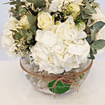 Serene Hydrangea & White Roses Vase Arrangement
