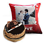 Love Anniversary Cushion And Rose Noir Cake Half Kg
