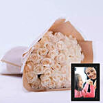 Beautiful White Roses Bouquet With Photo Frame