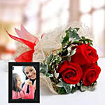 Red Roses Bouquet And Black Photo Frame