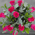 12 Lovely Pink Roses Glass Vase Arrangement