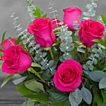 12 Lovely Pink Roses Glass Vase Arrangement