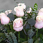 12 Sweet Pink Roses Glass Vase Arrangement