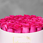 30 Dark Pink Roses In A Round Box