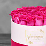 30 Dark Pink Roses In A Round Box