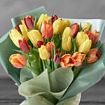 Beautifully Wrapped Mixed Tulips Bouquet