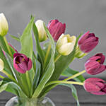 Beautiful Mixed Tulips Glass Vase
