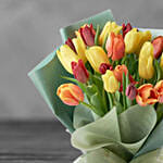 Beautifully Wrapped Mixed Tulips Bouquet