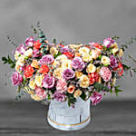 Premium Mixed Flowers White Box Arrangement