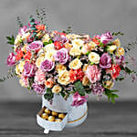 Premium Mixed Flowers White Box Arrangement