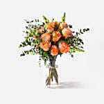 Blooming Peach Rose N Snapdragon Vase Arrangement