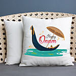 Happy Onam White Printed Cushion