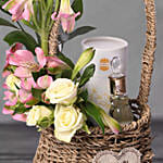 Musk Silk Perfume And Mixed Flowers Basket